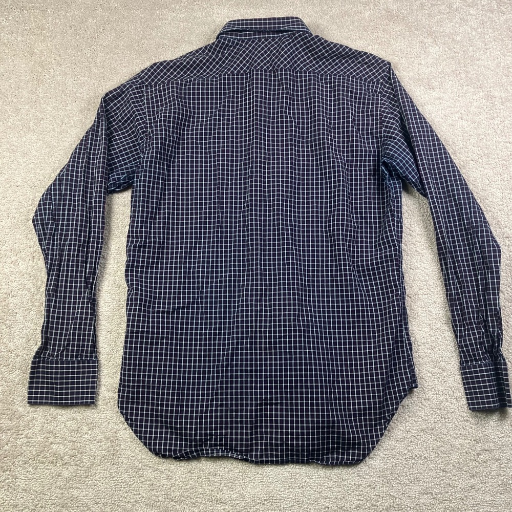 Billy Reid Navy Blue Plaid Check Button Down Shirt Standard Cut Men's Medium - Picture 3 of 7